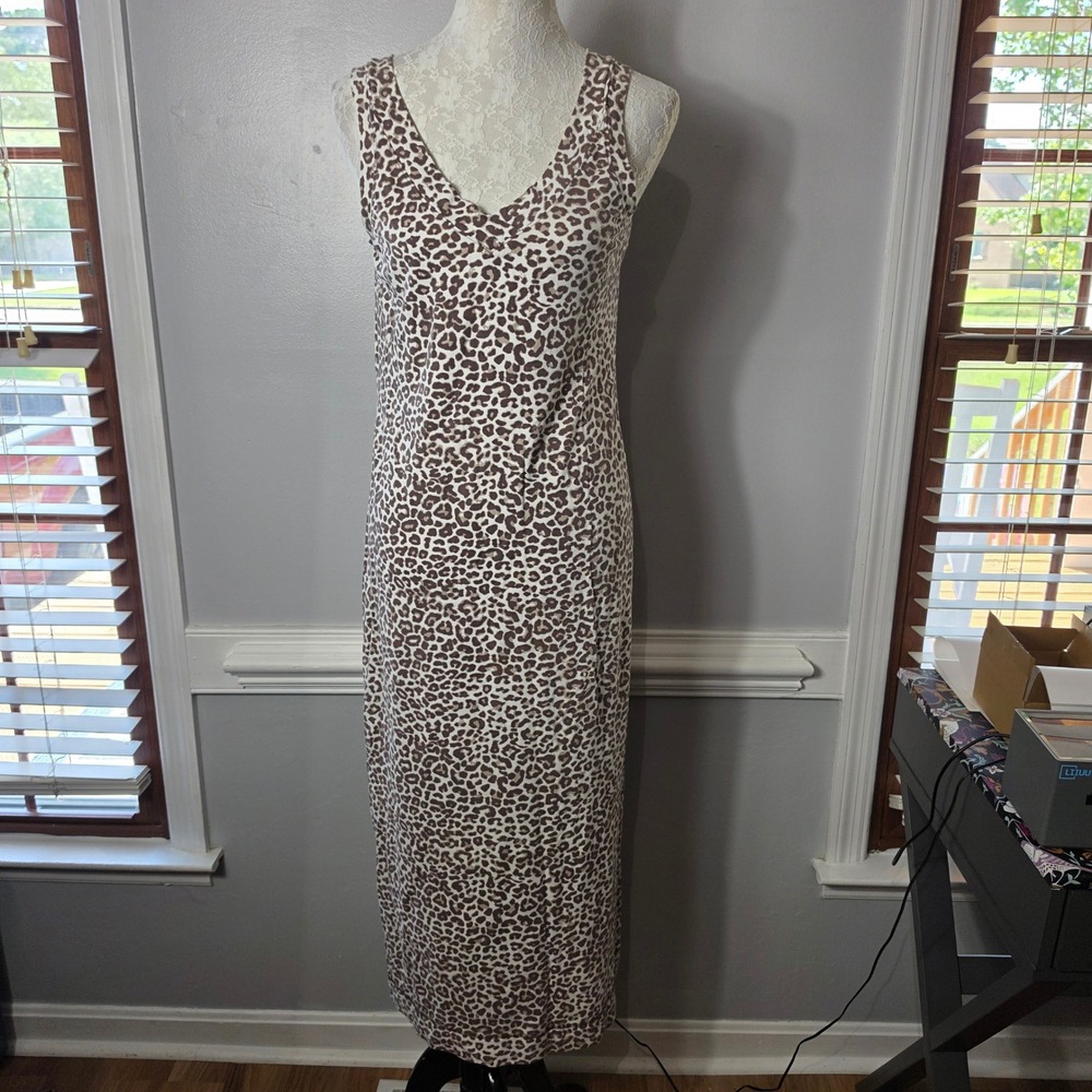 Soma Maxi Dress Leopard Animal Print Soft Cotton Lounge Wear Medium - Picture 2 of 9